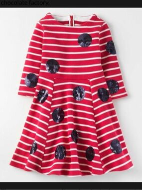 Mini Boden X Roald Dahl Mrs Ladybug & James the Giant Peach Dress 
Size 3-4y